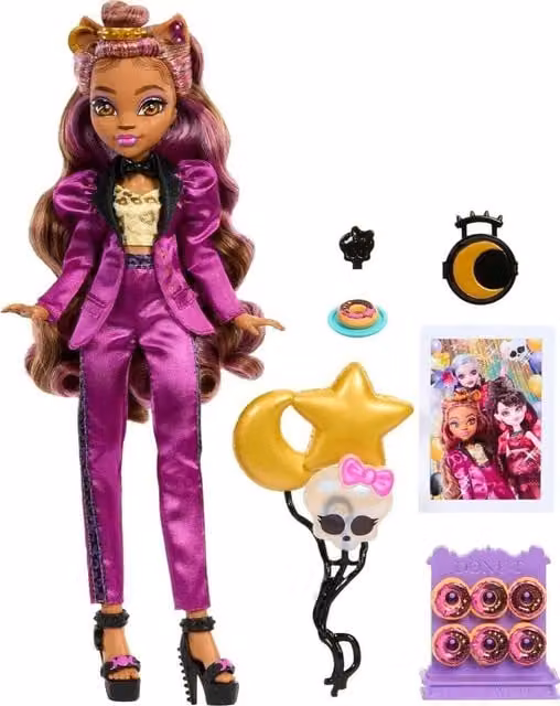 Mattel Monster High Clawdeen Wolf Doll in Purple Monster Ball Party Dress with Accessories