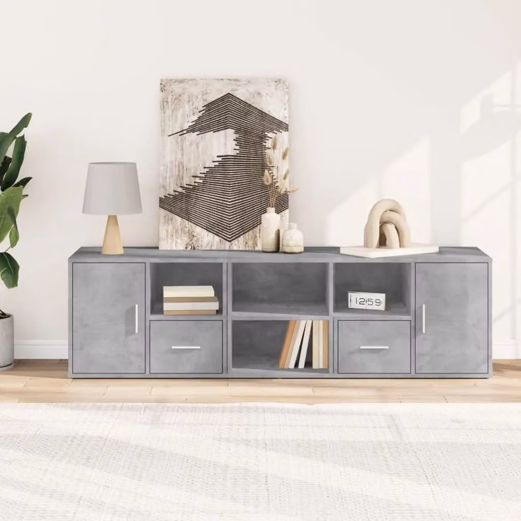 Berkfield Home Modern Corner Cabinet in Concrete Grey, W: 160 cm, D: 40 cm, H: 45 cm