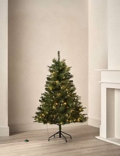 M&S Pre-Lit Monterey and Scots Pine Christmas Tree, Green, Height: 152.4 cm