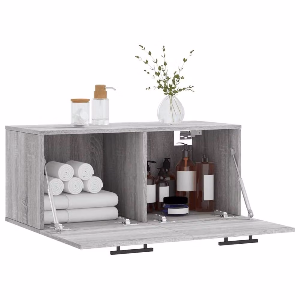 Berkfield Home Wall Mounted Cabinet in Grey Sonoma, W/D/H: 80 x 35 x 35 cm – 2