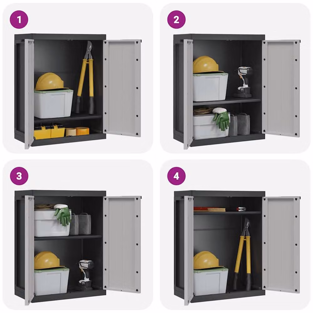 Berkfield Home Outdoor Storage Cabinet in Grey and Black, W: 65 cm, D: 37 cm, H: 85 cm – 7
