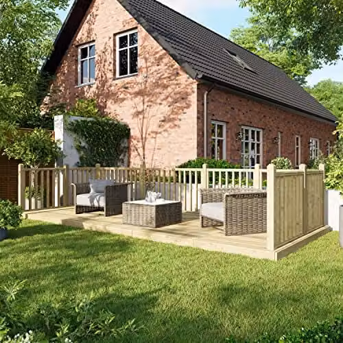 Powersheds Premium Wooden Decking Kit with Hand Rails in Brown