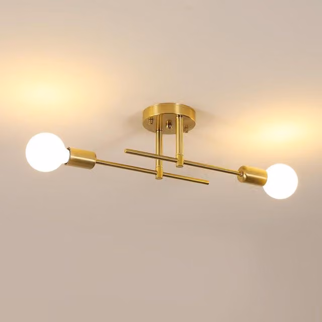 GOECO Vintage E27 Metal Ceiling Light in Black and Gold