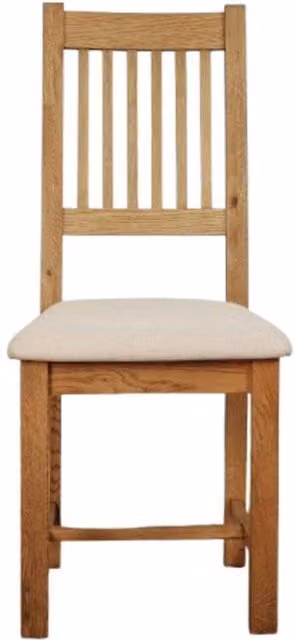 Elm Home And Garden Rustic Oak Dining Chair with Upholstered Seat in Brown