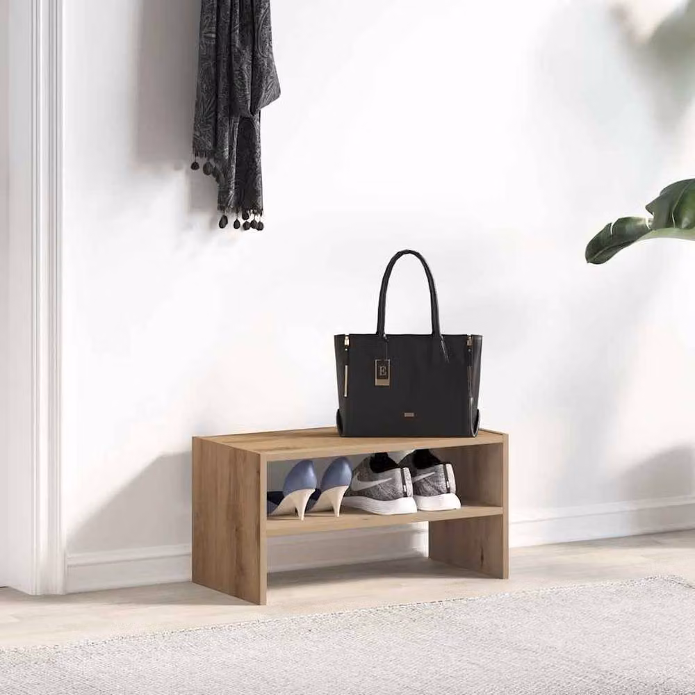 Berkfield Home Stackable Artisan Oak Shoe Rack in Brown, W: 60 cm, D: 30 cm, H: 30.5 cm – 3