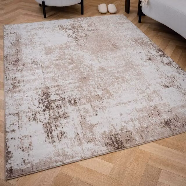 THE RUGS Elaris Stain Resistant Abstract Distressed Area Rug in Beige, W: 120 cm, L: 170 cm – 1