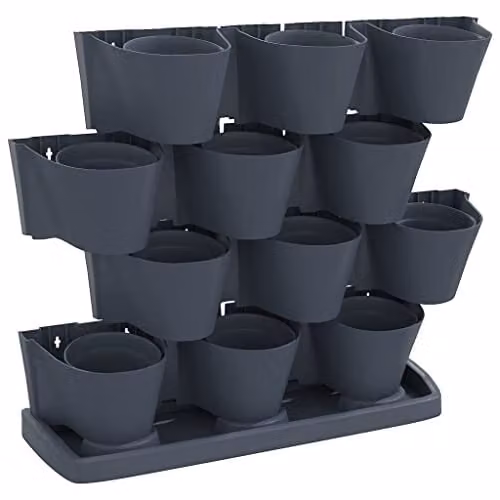 vidaXL 12-Piece Vertical Garden Planter Set in Anthracite Polypropylene with Hanging Baskets – 1