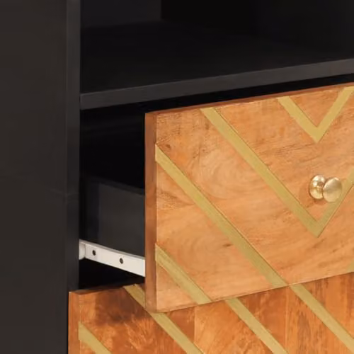 vidaXL Modern Mango Wood Bathroom Cabinet in Brown and Black, W: 38 cm, D: 33.5 cm, H: 160 cm – 5