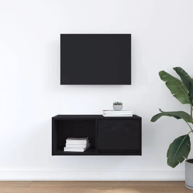 Berkfield Home Modern Black Oak TV Cabinet W/D/H: 60 x 31 x 25.5 cm