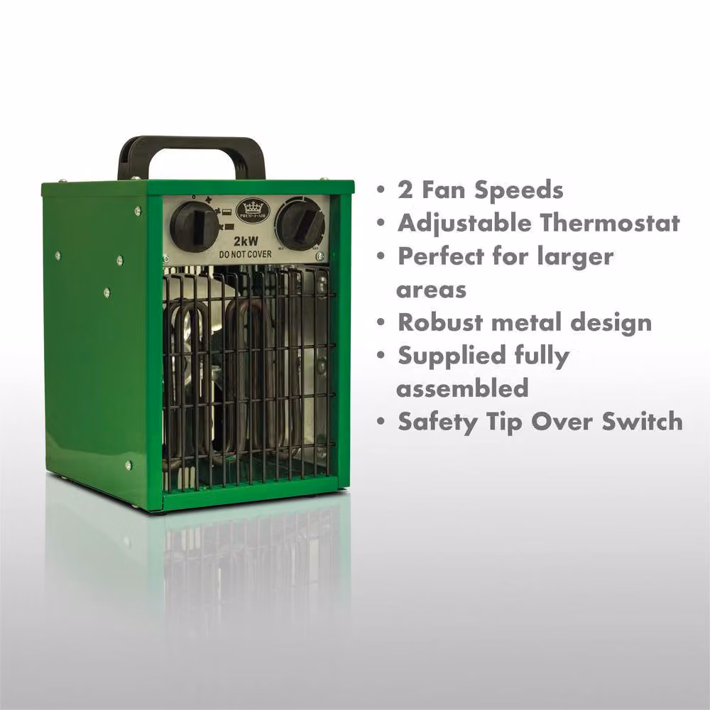 Prem-I-Air 2kW Commercial Freestanding Fan Heater in Green – 2