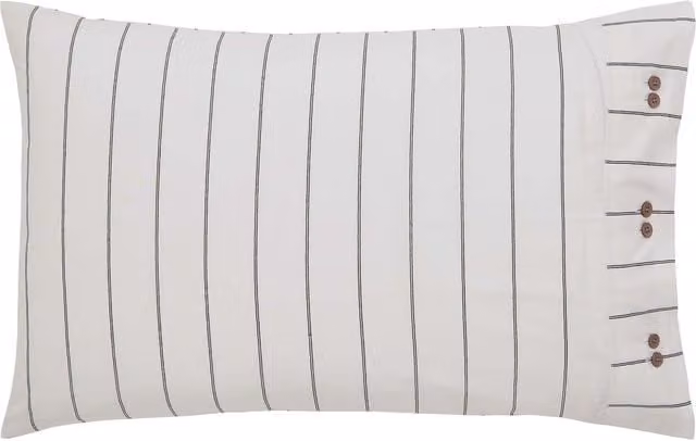 Bedeck of Belfast Avita Pair of Standard Cotton Percale Striped Pillowcases, Anthracite, White and Beige