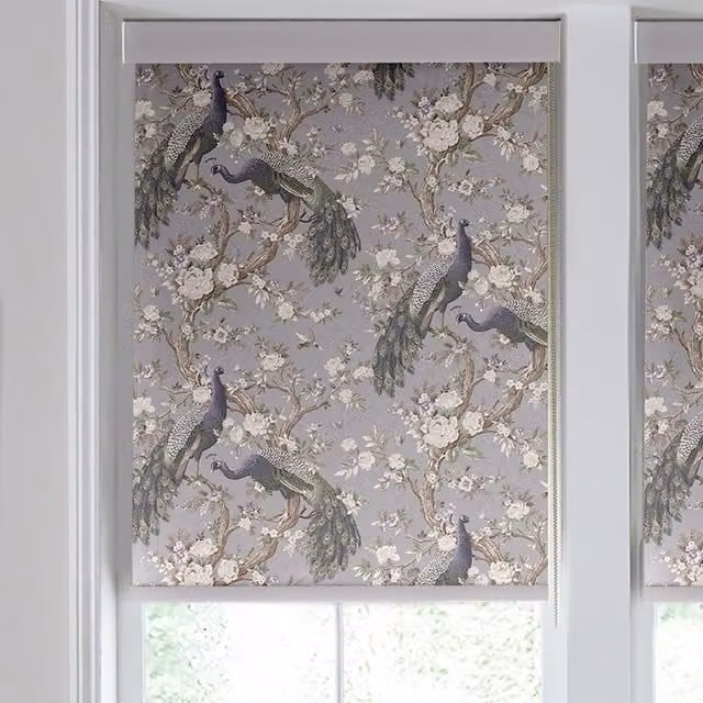 Laura Ashley Belvedere Made to Measure Blackout Roller Blind in Pale Iris Floral Pattern