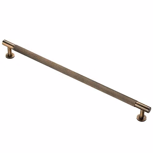 Loops Lined Bar Door Pull Handle in Antique Brass, W: 37 cm, D: 1.3 cm, H: 3.7 cm