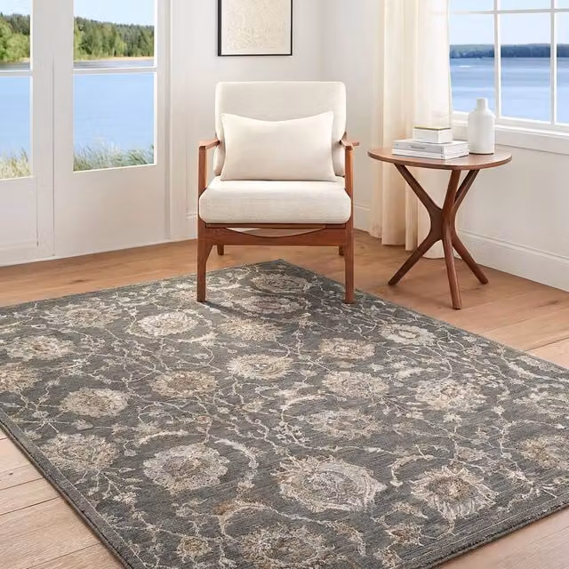 Livabliss Arda Vintage Boho Fringe Living Rug in Brown, Grey and Blue, W: 200 cm, D: 290 cm – 1
