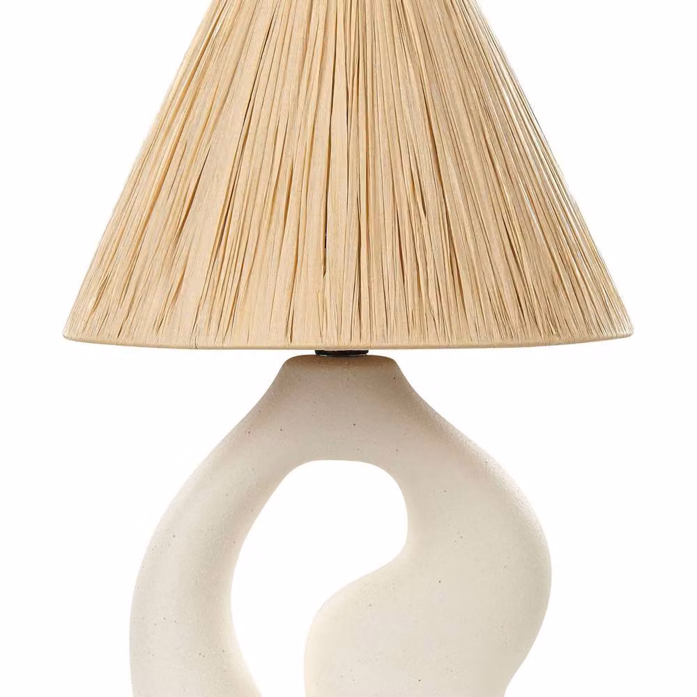 Wyld and Coco White Ceramic Table Lamp with Natural Paper Shade – 2