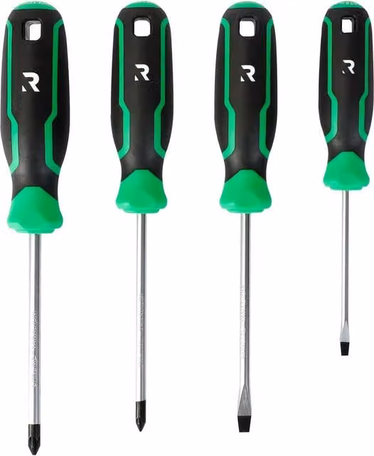 Rikå 4pc Mixed Long Reach Manual Screwdriver Set in Red and Multicolour