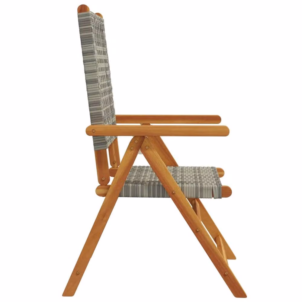 Berkfield Home Set of 6 Grey Poly Rattan Reclining Garden Chairs with Acacia Wood Frames – 3
