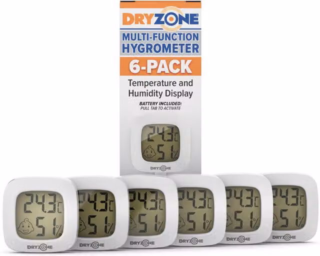 Dryzone White Plastic Hygrometer 6 Pack
