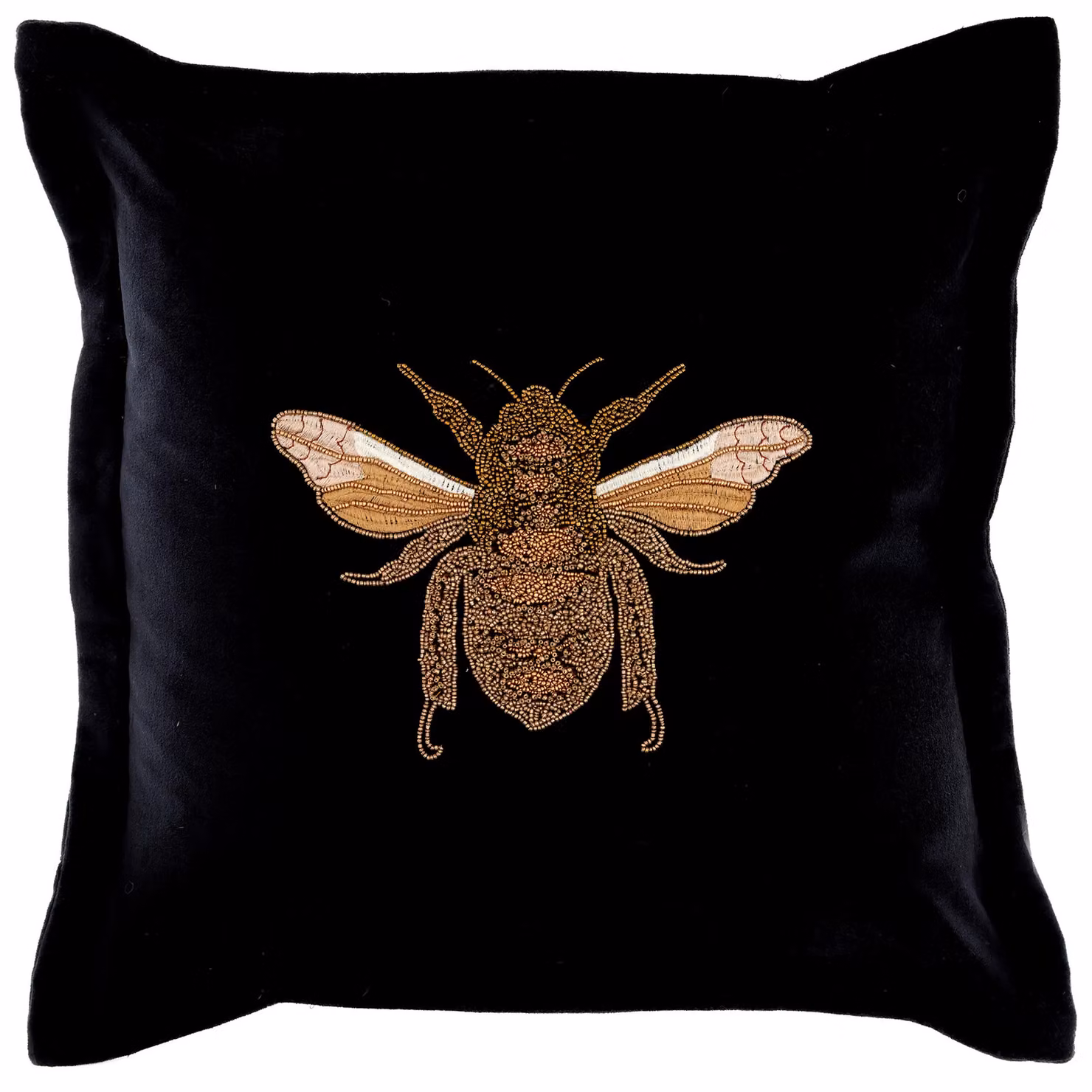 Voyage Maison Layla Velvet Embroidered Bee Cushion in Black and Gold, W/D/H: 50 x 50 x 50 cm – 2