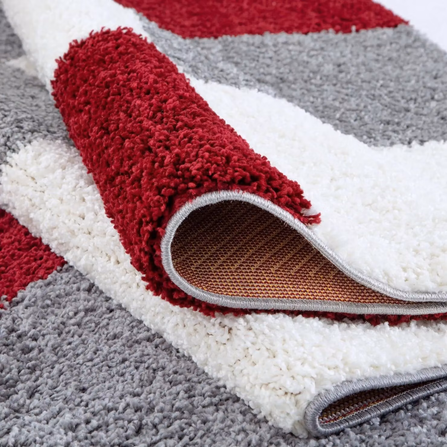 THE RUGS Soft Check High Pile Shaggy Rug, Red, W: 180 cm, D: 270 cm – 4