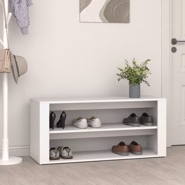 Berkfield Home White MDF Shoe Rack, W/D/H: 100 x 35 x 45 cm – 1