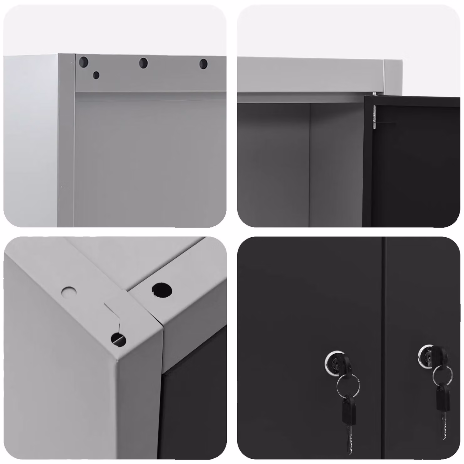 Berkfield Home Wall-Mounted Tool Cabinet in Black Metal with Internal Shelves, W: 100 cm, D: 20 cm, H: 55 cm – 4