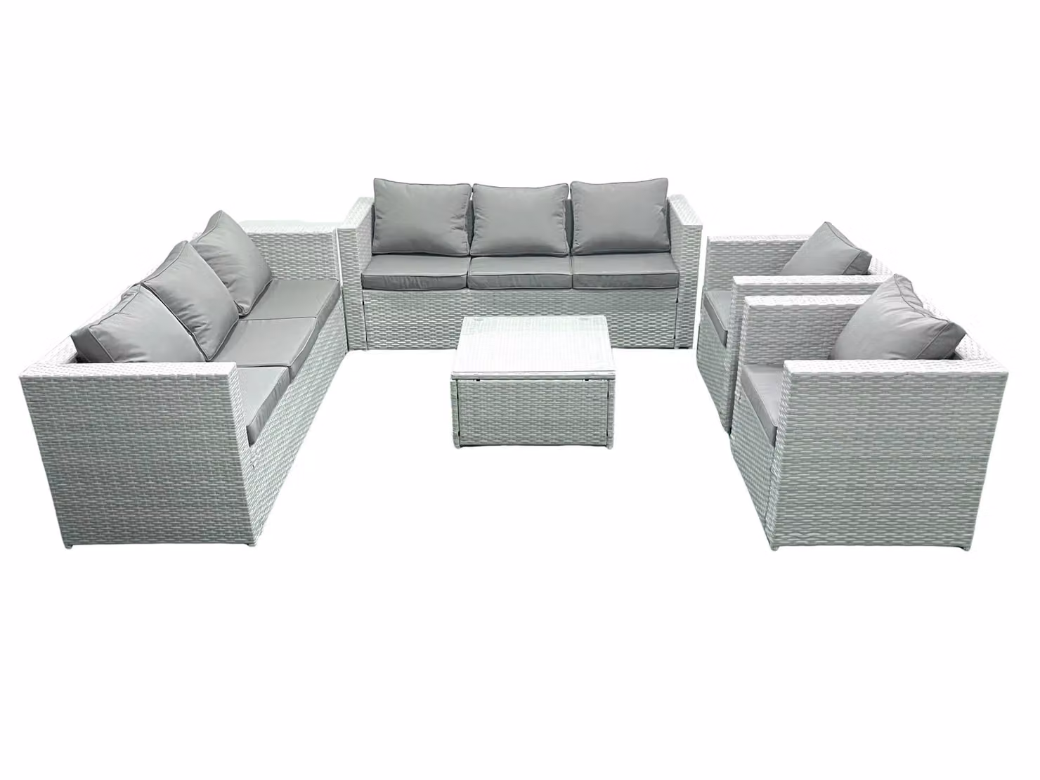 Fimous Outdoor Rattan Garden Furniture Set in Light Grey with 2 Armchairs and Square Coffee Table – 2