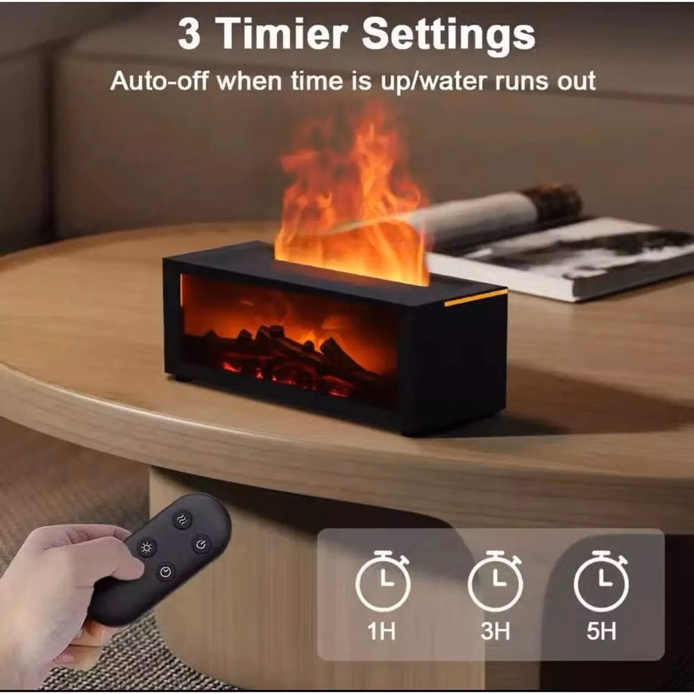 NESTLUNE LED Air Diffuser Aroma Oil Humidifier with Flame Effect in Black, W/D/H: 100 x 15 x 15 cm – 2