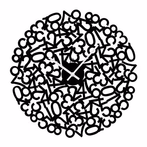 Orsina Maison by Premier Black and White Abstract Numbers Design Quartz Wall Clock, Diameter: 40 cm – 2