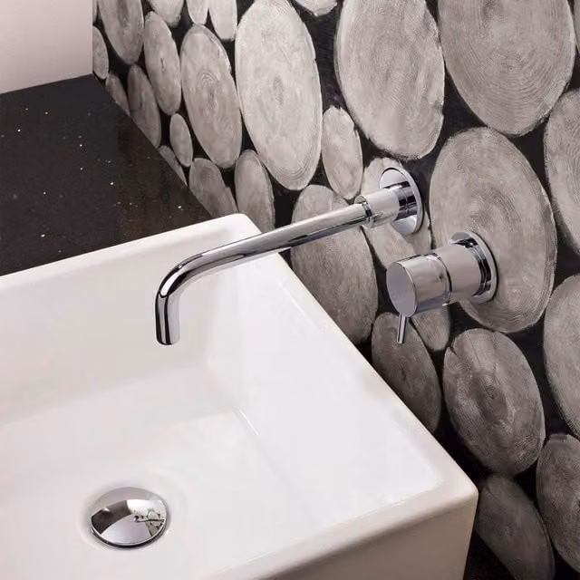 Nes Home Remy Wall Mounted Basin Mixer Tap and Slotted Waste in Chrome Silver
