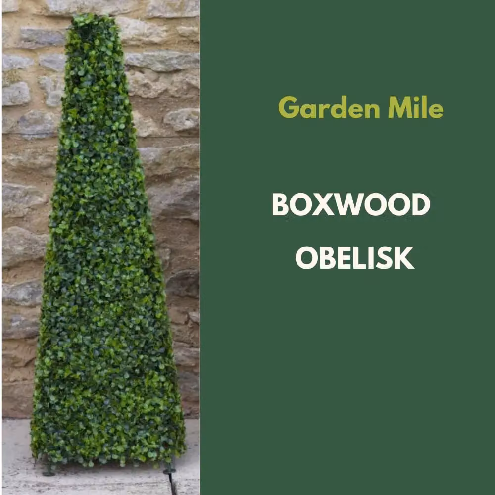 Marco Paul 60cm Artificial Boxwood Obelisk in Green – 3