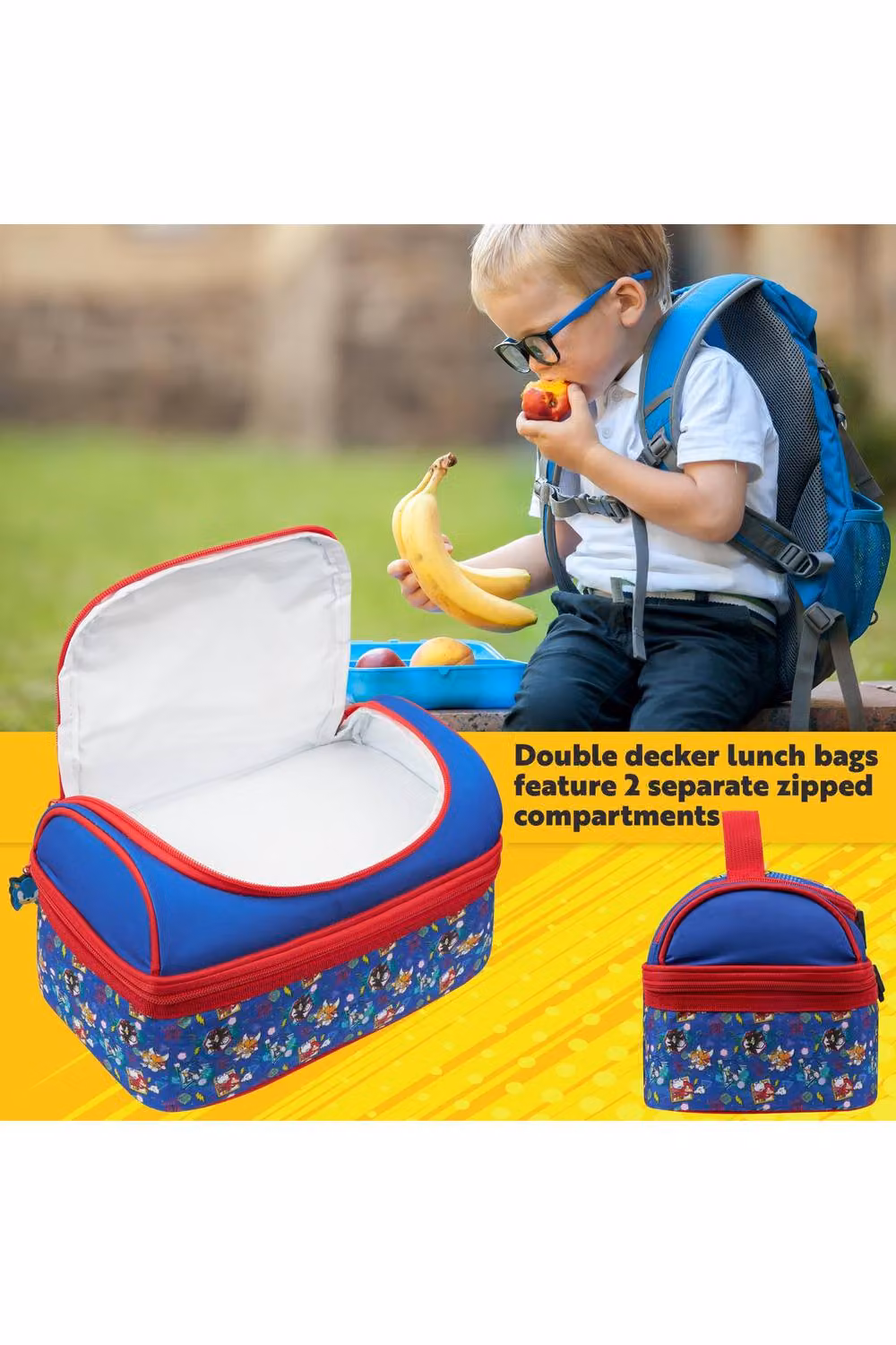 Get Trend Sonic the Hedgehog Insulated Kids Lunch Bag with Dual Compartments in Blue and Red – 7