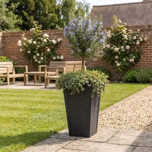 Nicoman Black Savana Chevron Rubber Tall Square Planter, W/D/H: 37 x 37 x 57 cm – 6
