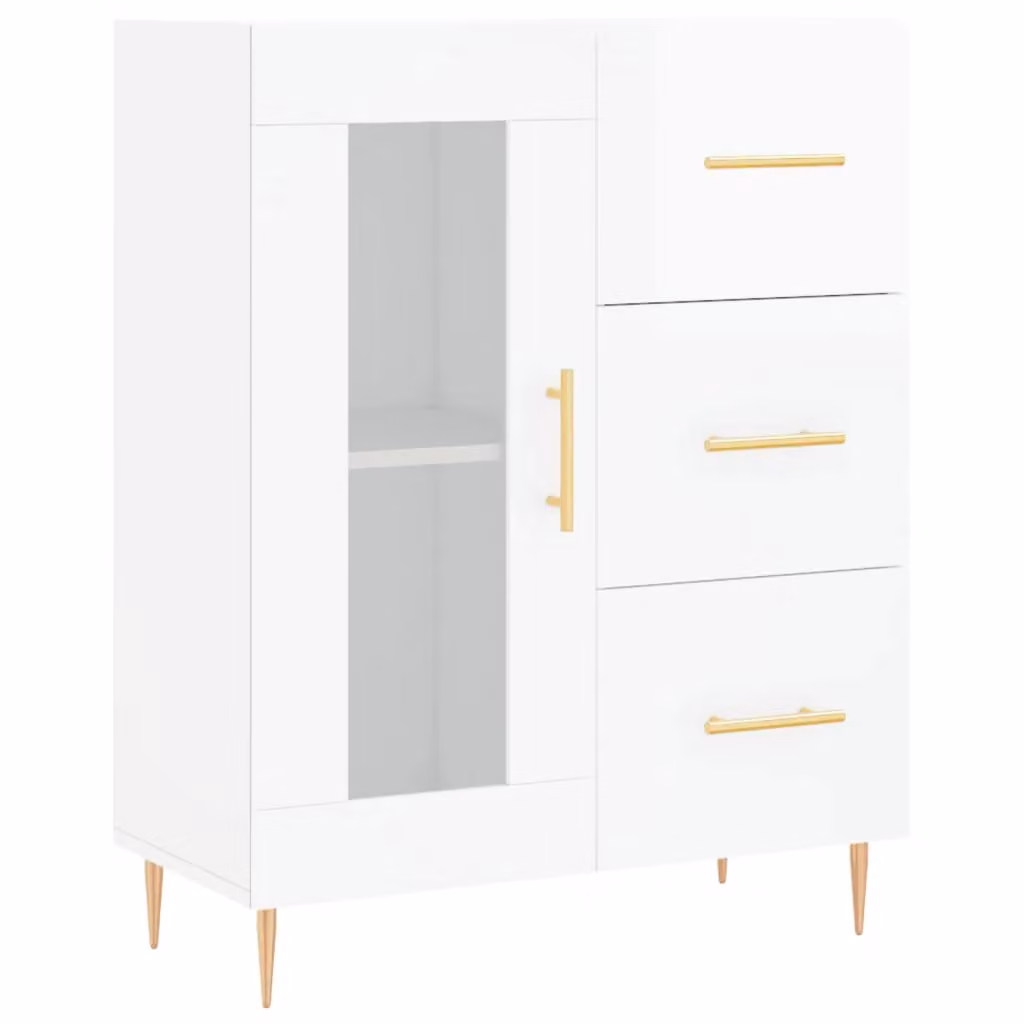 Berkfield Home High Gloss White Sideboard, W: 69.5 cm, D: 34 cm, H: 90 cm – 2