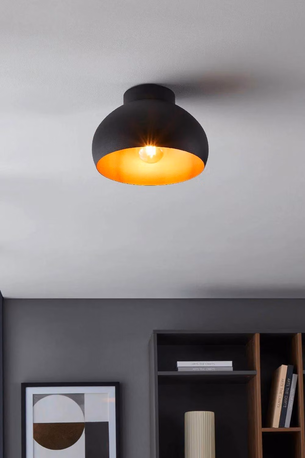 Eglo Mogano 2 Domed Copper and Black Semi-Flush Ceiling Light – 2