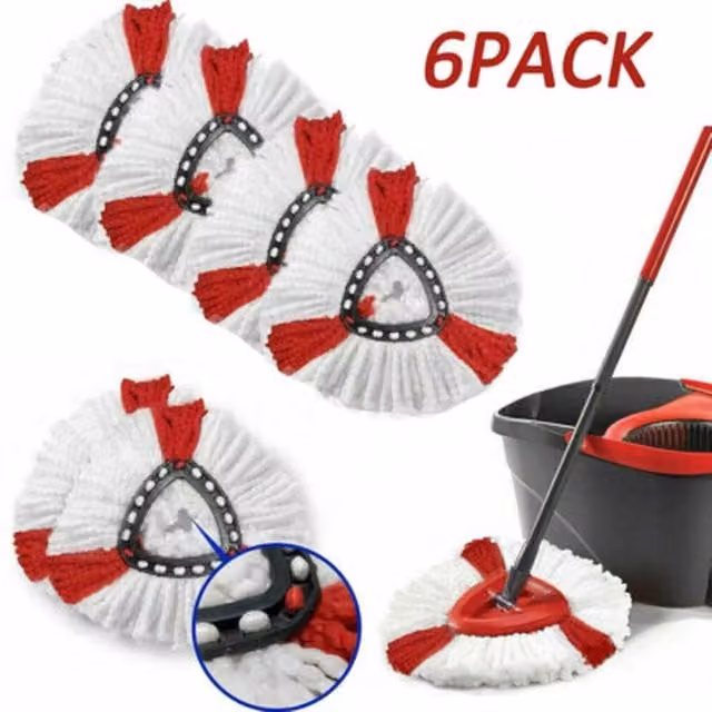 NESTLUNE 6-Pack Replacement Turbo Microfibre Mop Heads for Vileda, Multicolour and White, W: 100 cm, D: 15 cm, H: 15 cm