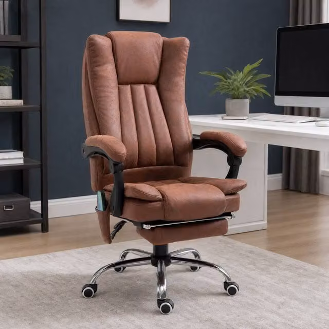 STILVORA Brown Executive Office Chair with Massage, Heat and Footrest