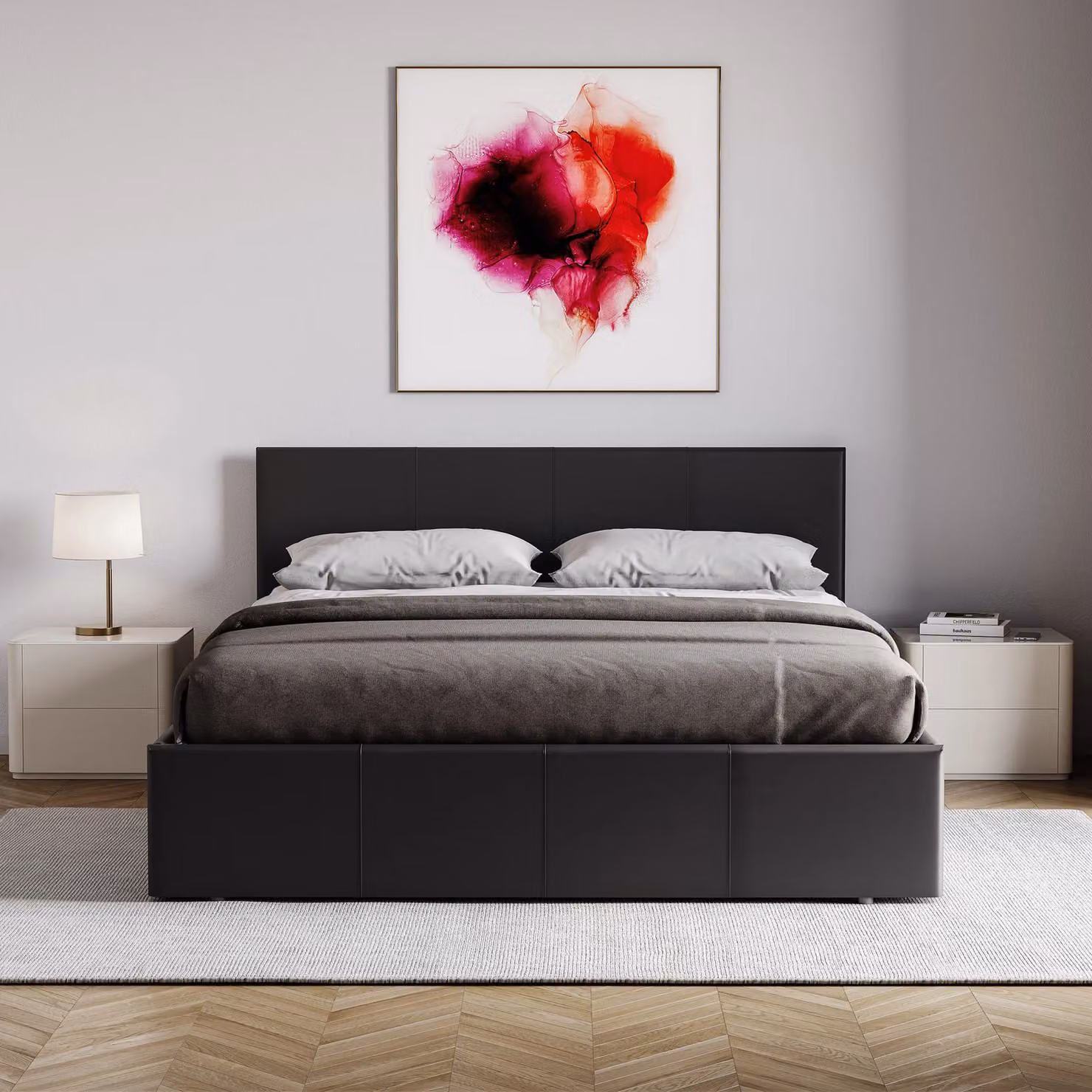 Vida Designs Lisbon King Size Ottoman Bed Frame in Black Synthetic Leather – 7