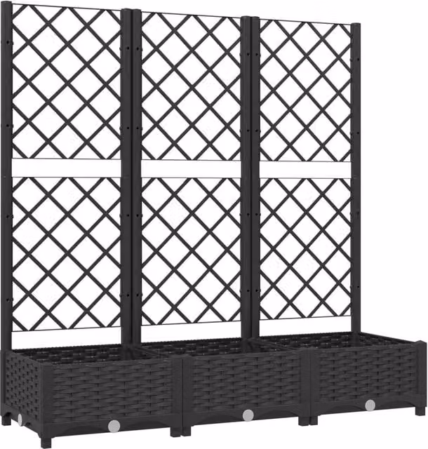 Berkfield Home Garden Planter with Trellis in Black, W/D/H: 120 x 40 x 121.5 cm – 1