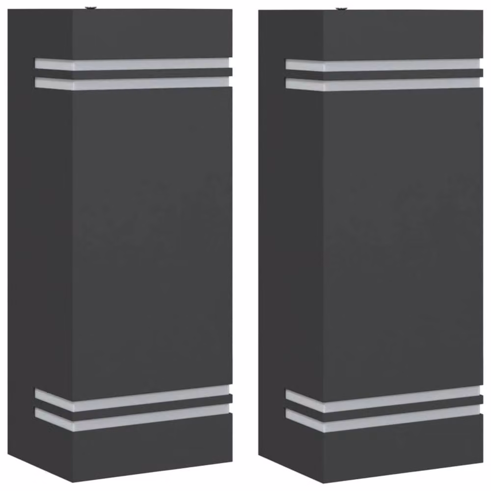 Berkfield Home Set of 2 Black Stainless Steel Modern Outdoor Wall Lights for Garden and Up/Down Lighting – 2