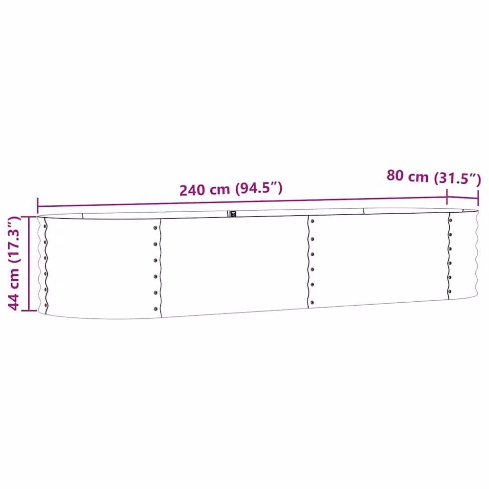 Berkfield Home Garden Green Galvanised Steel Raised Bed W/D/H: 240 x 80 x 44 cm – 6