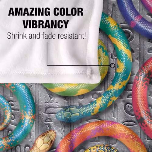 JQ Licensing Royce Mcclure Hisstory Snake Pattern Super Soft Silky Touch Throw Blanket, White, W/D/H: 152 x 127 cm – 2