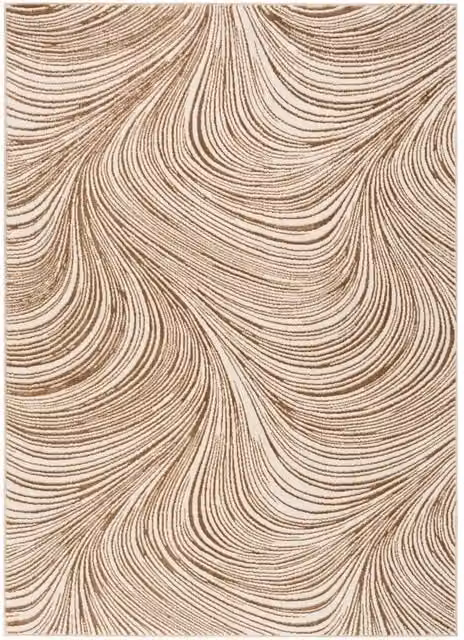DKNY Central Park West Cep02 Abstract Modern Rug in Beige and Brown, W: 240 cm, D: 300 cm