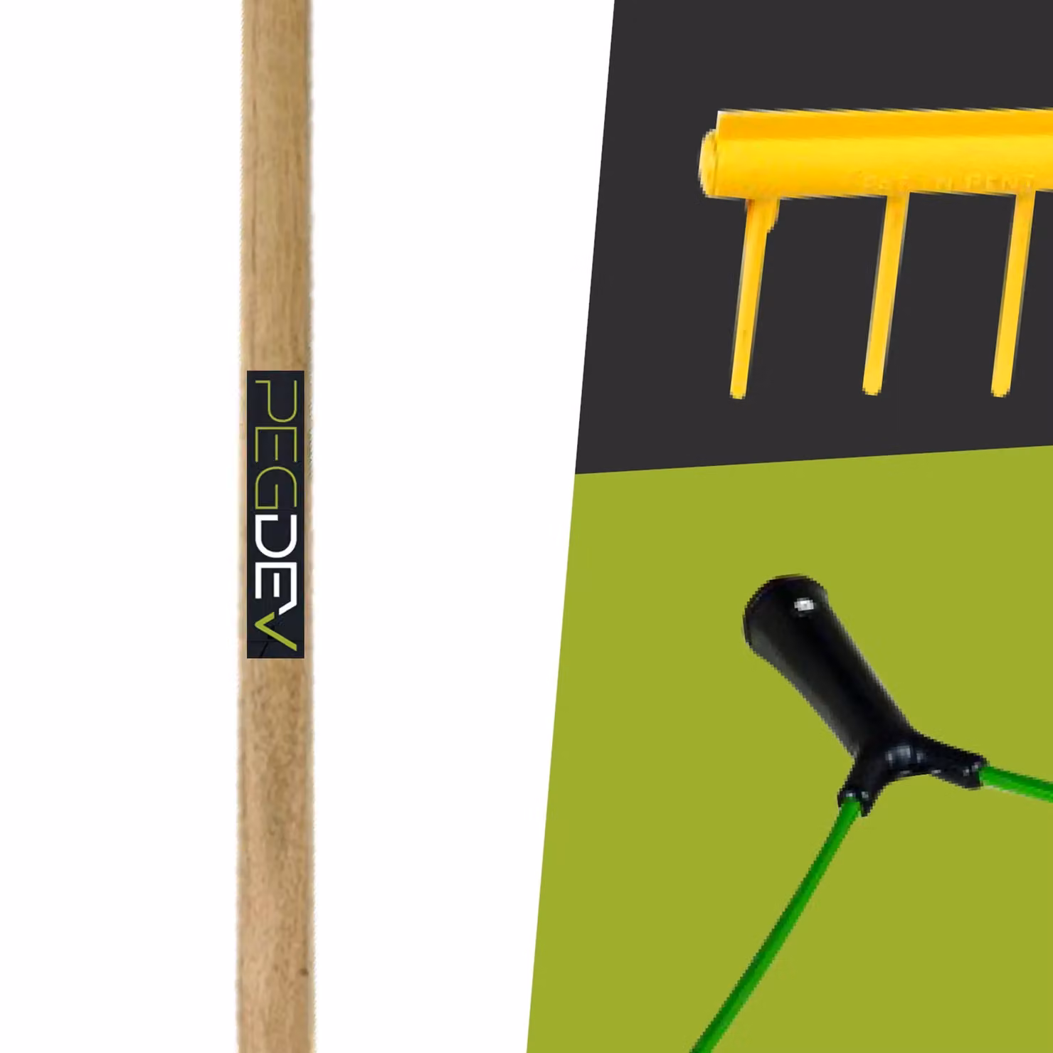 Pegdev Professional 16-Tooth Landscaping Rake with Hardwood Handle and Plastic Tines in Yellow, 2 kg – 2