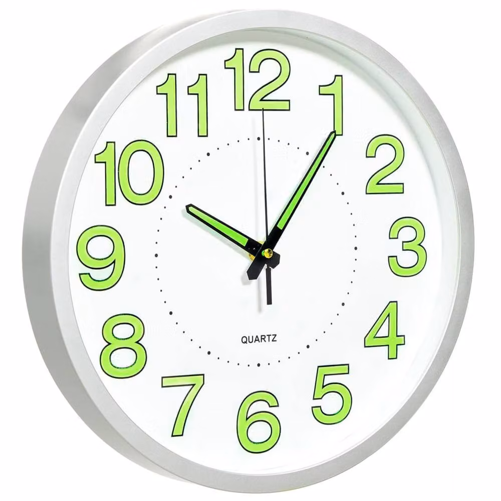 Berkfield Home Luminous White Round Analog Quartz Wall Clock, Diameter: 30 cm – 2