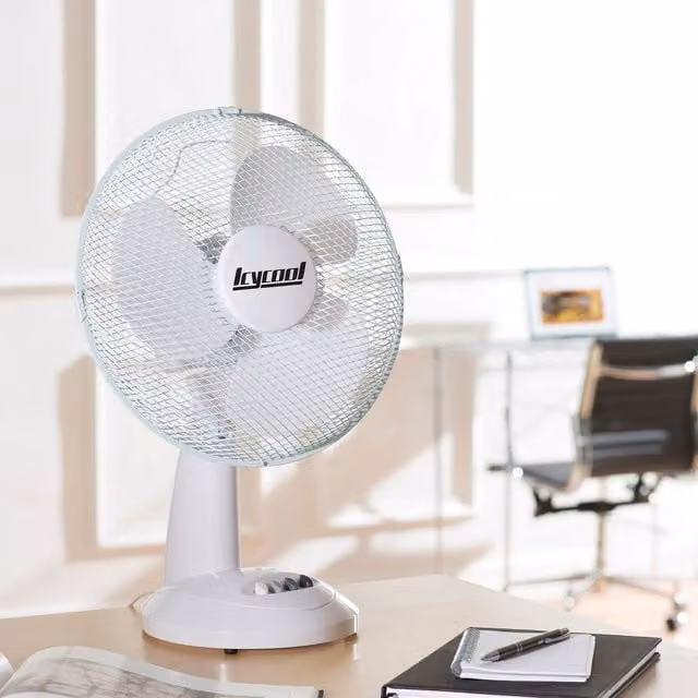 Icycool 12 inch White Oscillating Desk Fan
