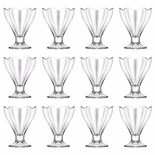 LAV Lily Glass Ice Cream Bowls, 250ml, Pack of 12, Transparent