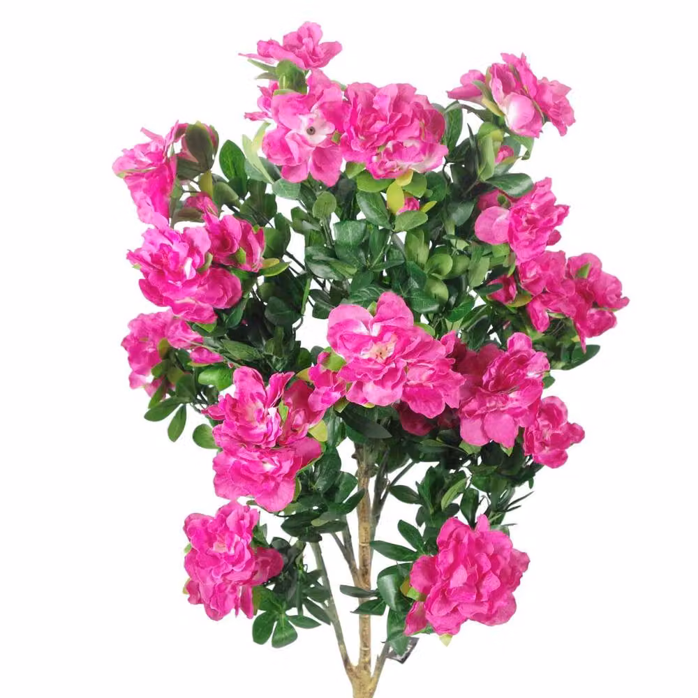 Leaf Design UK Artificial Pink Azalea Potted Plant with Gold Planter, Height: 100 cm – 2