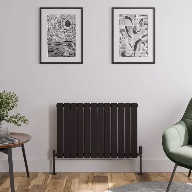 Temprazo Black Single Panel Horizontal Designer Radiator, W/H: 91.0 x 60.0 cm