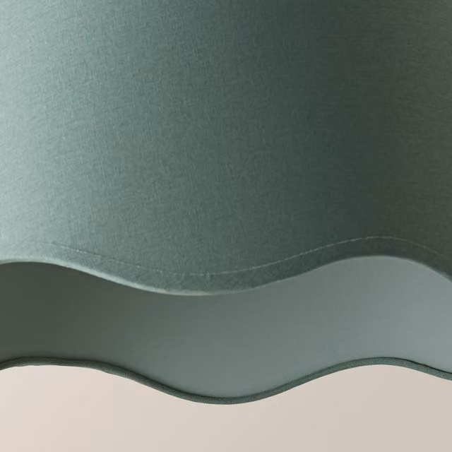 ValueLights Mabel Large Scallop Edge Linen Lamp Shade in Green, Diameter: 30 cm – 1